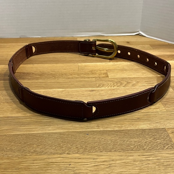 VINTAGE FOSSIL BROWN SEGMENTED BRIDLE LEATHER BELT#BT7025 WOMEN’S SIZE LARGE - Picture 5 of 15